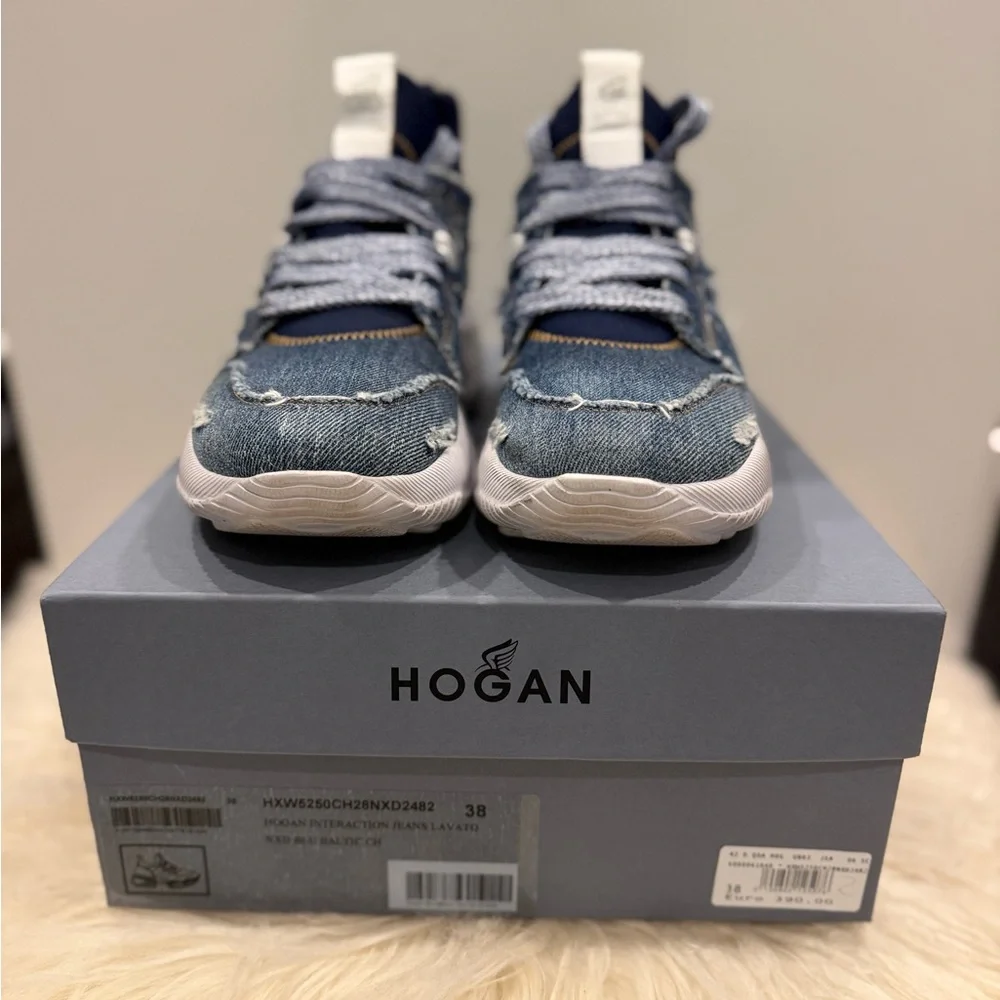 Hogan Frayed Denim Blue Sneakers size 38
